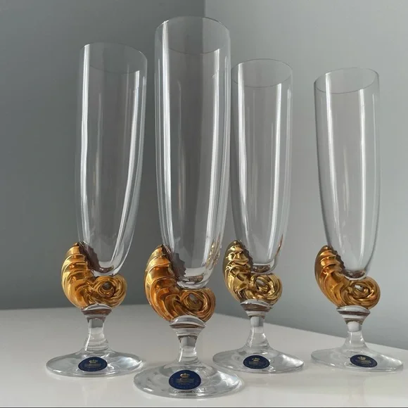 SET of 4 Champagne Flutes by Royal Copenhagen - Picture 1 of 4